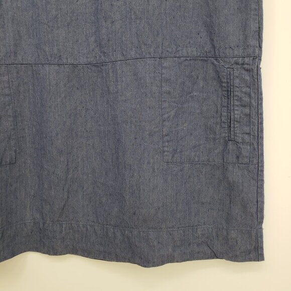 The White Company Linen Shift Dress 8 Short Sleeves Pockets Chambray Blue - Picture 5 of 7